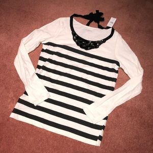 NWT Ann Taylor Loft embellished & striped shirt